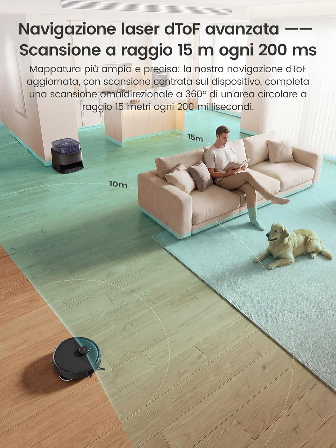 Thumbnail 6 de Lefant M3 Ultra robot aspirapolvere lavapavimenti con mappatura laser dToF 360°, 23.000Pa e autosvuotamento (nero)