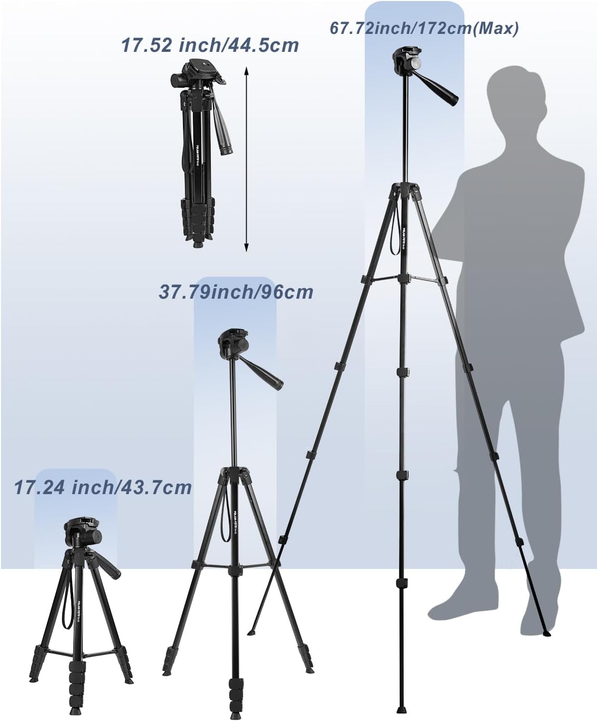Thumbnail 3 de POLAM-FOTO 68 Inch Camera Tripod: Lightweight Aluminium with Phone Holder
