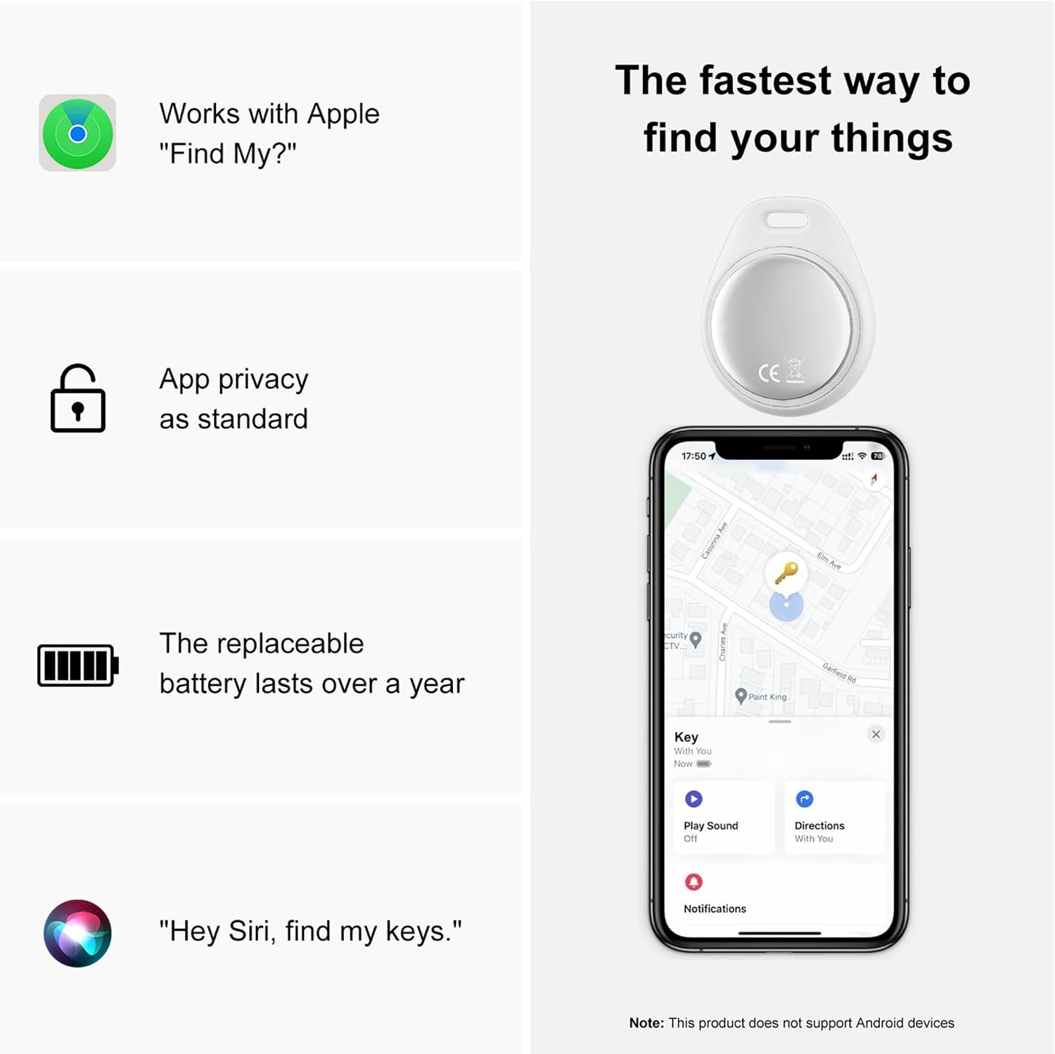 Thumbnail 1 de Key Finder Smart Air Tracker Tag (4-Pack) for Apple Find My on iPhone (iOS only) – IP67 waterproof