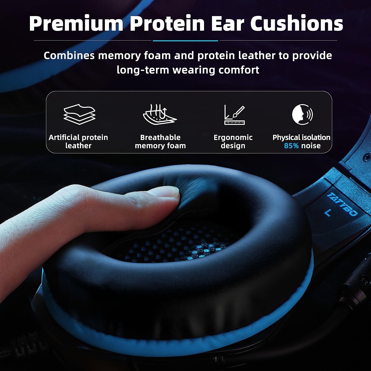 Detalle 2 de Gaming Headset for PC, PS5, Switch, and Mobile with Noise-Canceling Mic and Deep Bass Stereo Sound