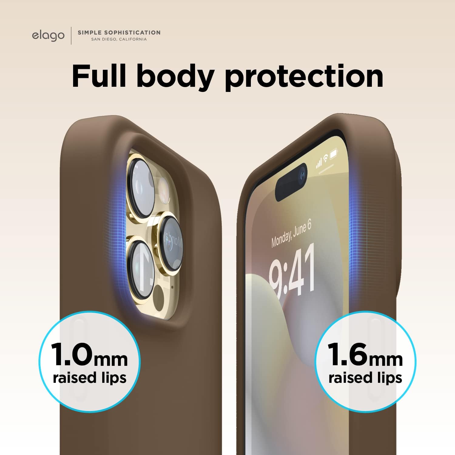 Detalle 2 de elago Coque silicone liquide pour iPhone 14 Pro Max 6,7” (marron) – protection antichoc complète