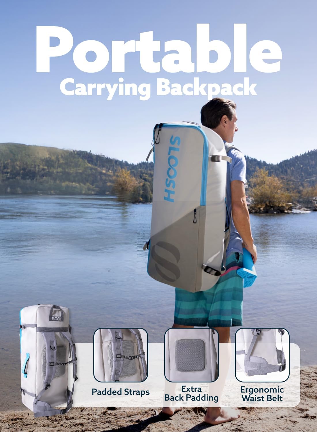 Thumbnail 4 de SLOOSH Ripple 10'6" Inflatable Stand Up Paddle Board (SUP) with EVA Deck, Dual-Action Pump & Backpack Kit