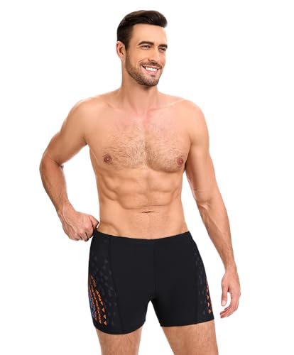 Detalle de AMZSPORT Maillot de Bain Homme Short de Bain à Séchage Rapide – Noir-Orange XL