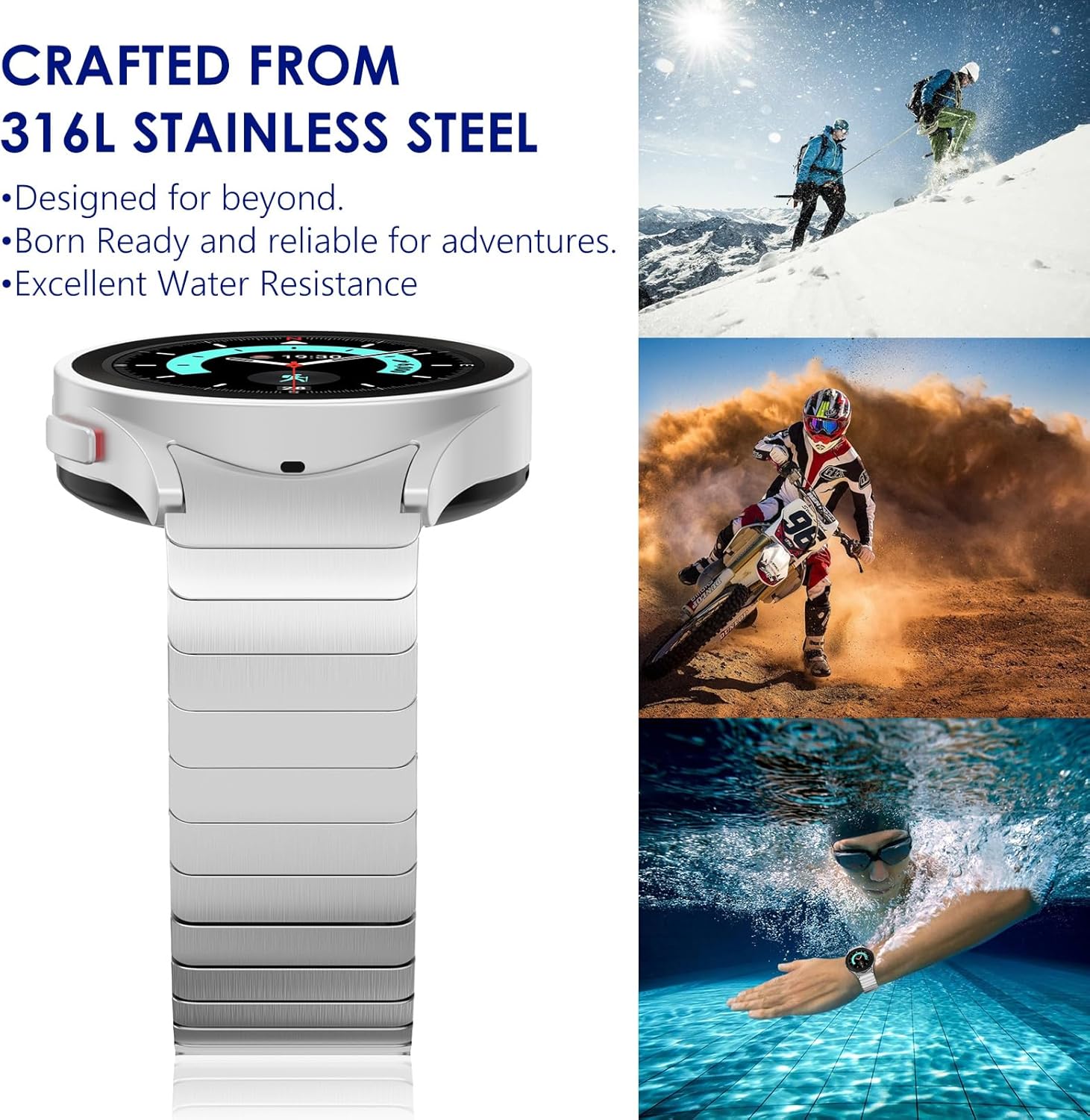 Detalle de KADES stainless steel replacement watch band for Samsung Galaxy Watch (40mm/44mm & select Classic sizes)