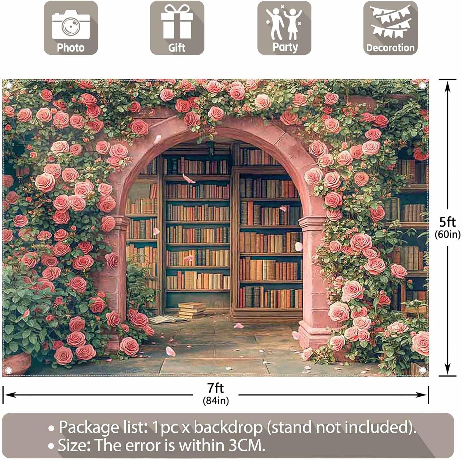 Detalle de Luminora 7x5ft Spring Floral Wall Arch Backdrop 🎉