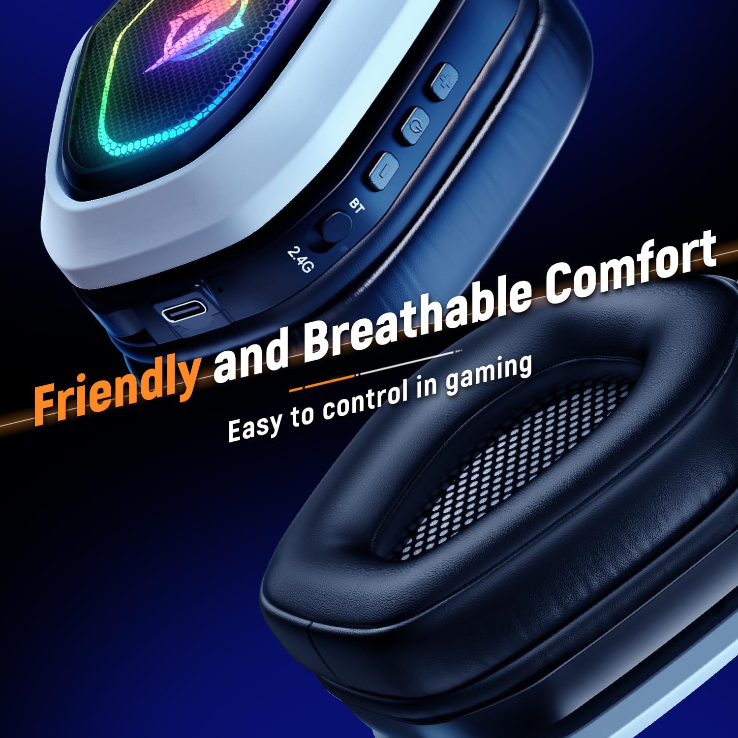 Detalle 2 de Ozeino 2.4GHz Wireless Gaming Headset 40‑Hr