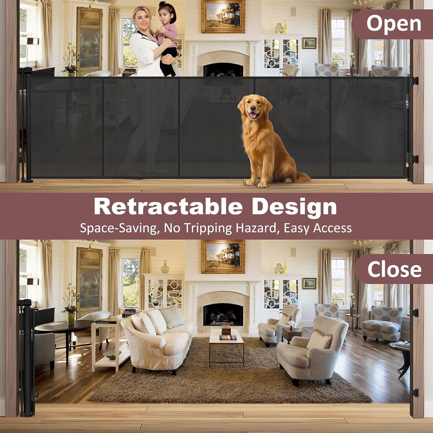 Detalle 2 de Retractable Baby Gate, 41-Inch Tall