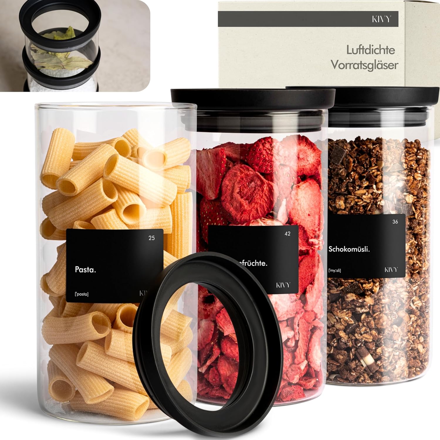 Detalle de KIVY Vorratsgläser 3x 1200ml 🥫