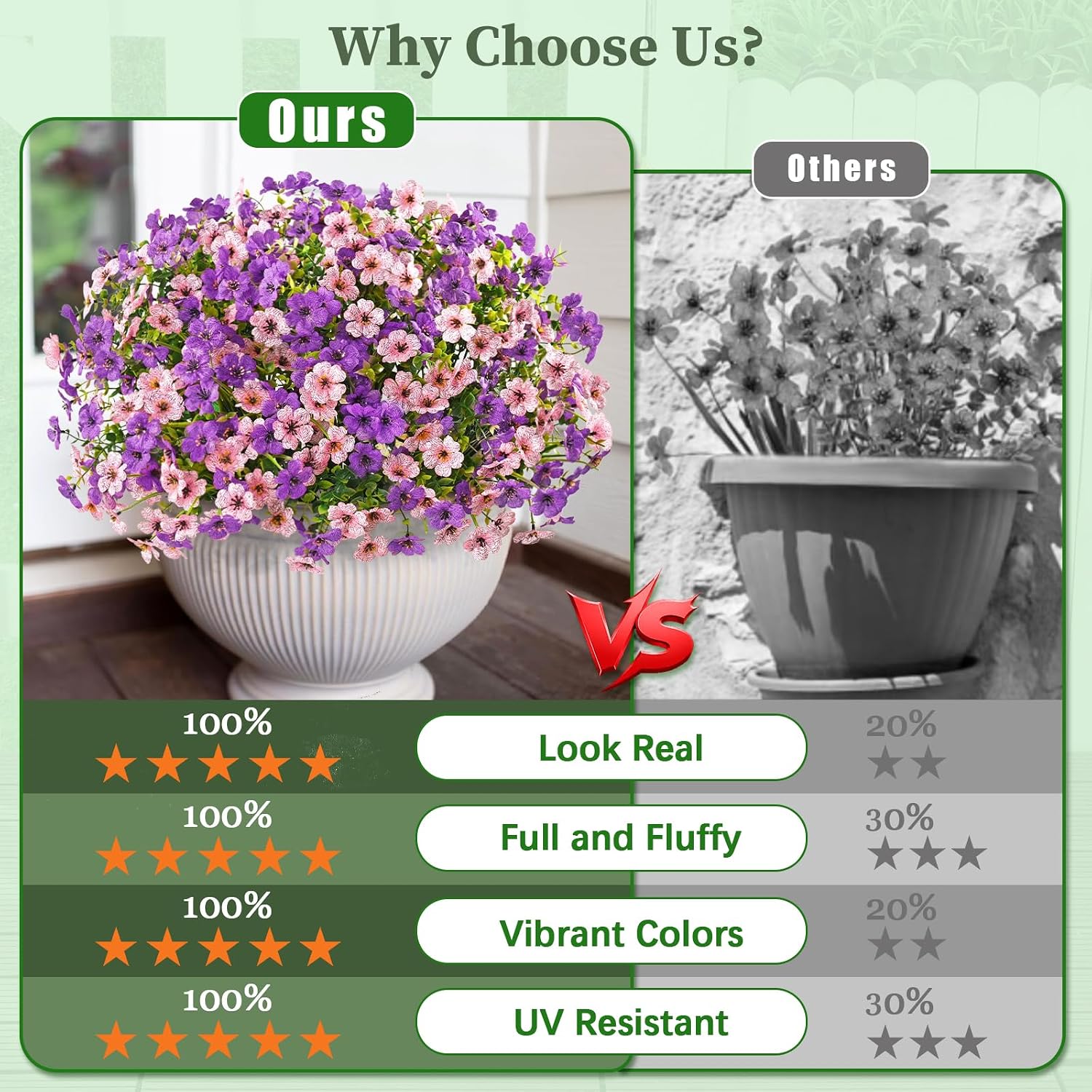 Thumbnail 1 de Yastouay Outdoor UV-Resistant Artificial Flowers in 14 Bundles – Lifelong Color for Front Porches and Window Boxes