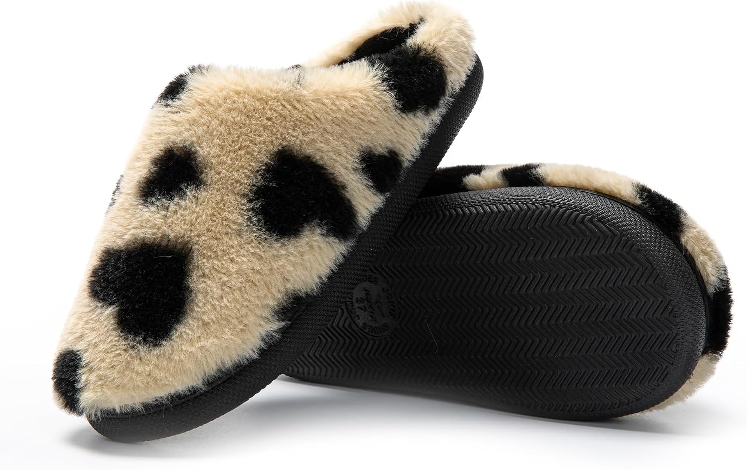 Detalle de JOMIX pantoffels voor dames met hartmotief, pluche bovenwerk en antislip