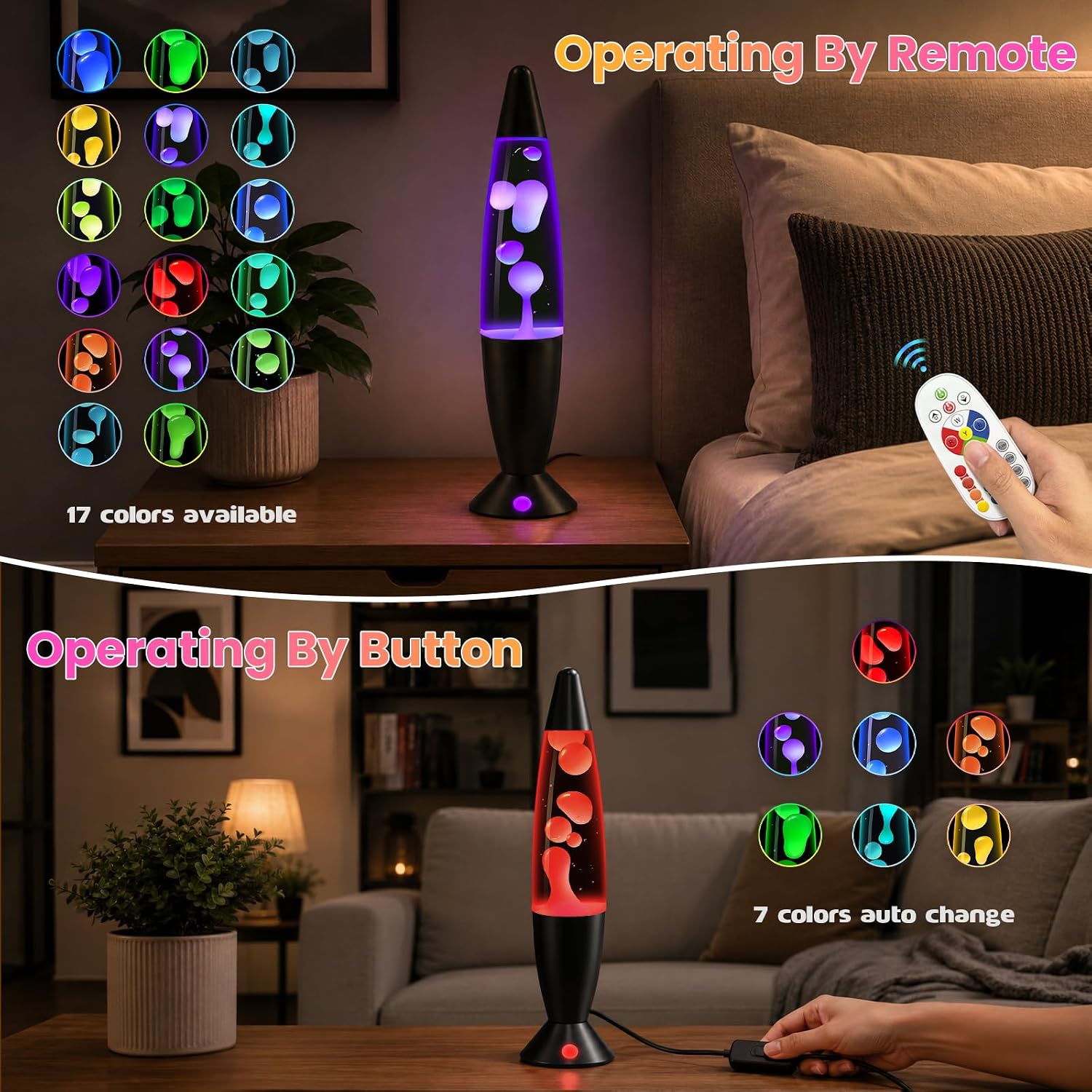 Thumbnail 6 de Soarling 6122D-Y LED Liquid Motion Lamp, 17 Colours, 8-Hour Timer