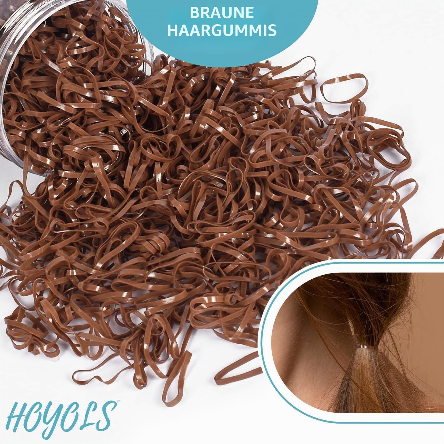Detalle de HOYOLS Haargummis Elastische Bänder – Mini Braune Gummis (1500 Stück) für dünnes bis mittleres Haar
