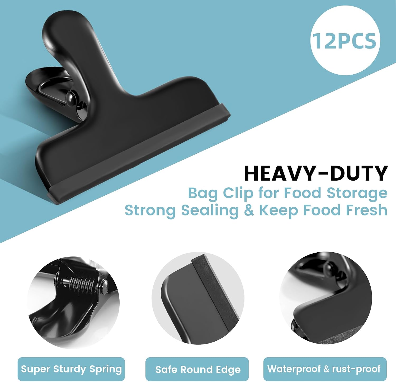 Thumbnail 3 de House Again 12 Pack Stainless Steel Chip Bag Clips with Silicone Covers