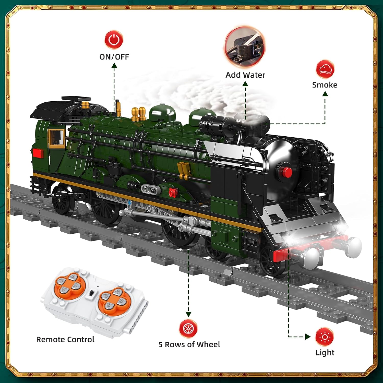 Thumbnail 4 de Mould King WX12025 Orient Express-stoomlocomotief met ledverlichting en bediening