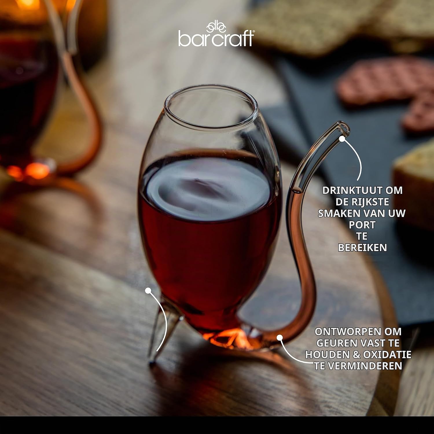 Detalle 2 de BarCraft portglazenset, 4 mondgeblazen glazen van 90 ml met drinkbuis