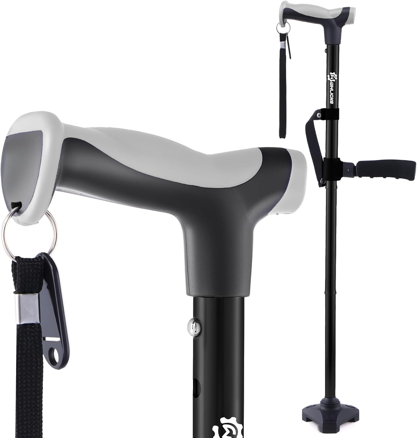 Detalle de WHLICKS WE01 Adjustable Folding Walking Cane with Dual Handles