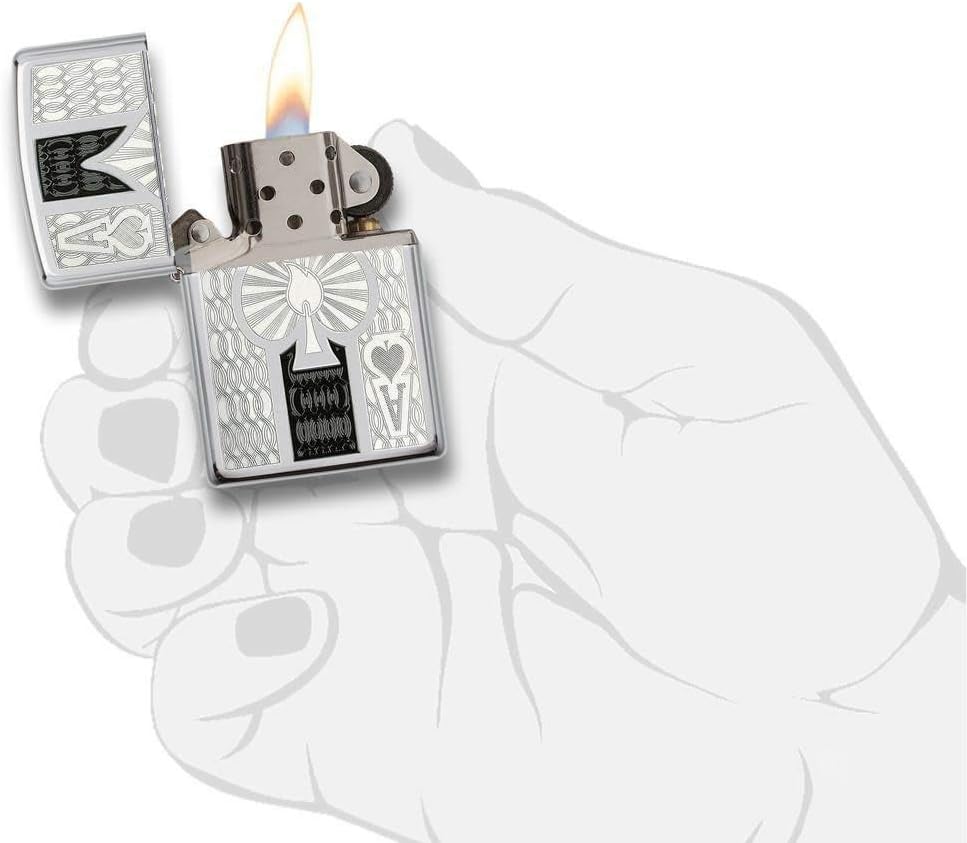 Detalle 2 de Zippo Ace – zapalniczka sztormowa z mosiądzu, chrom polerowany, grawerunek
