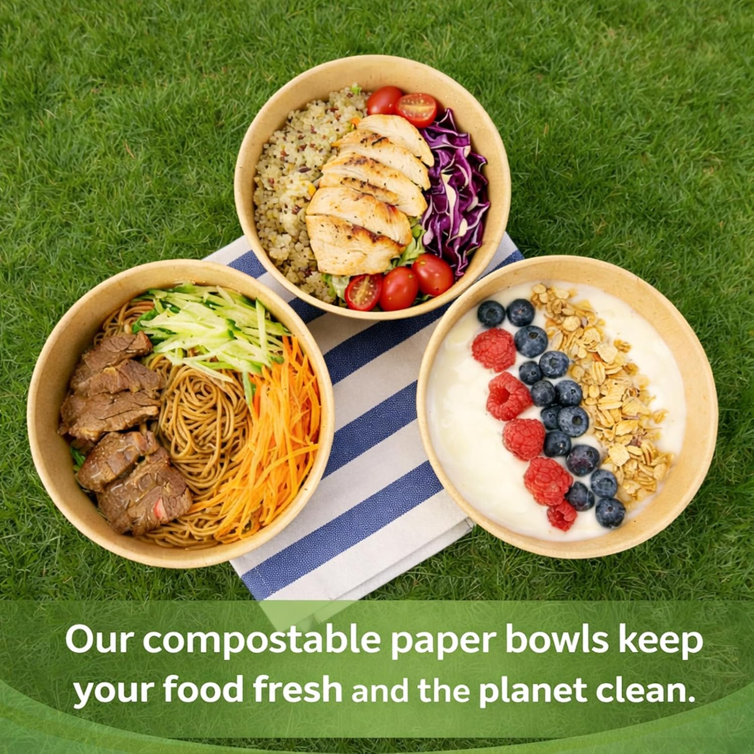 Thumbnail 5 de TOPtoper 50 Pcs 32 Oz Large Paper Bowls with Lids (Disposable) for Hot or Cold Food