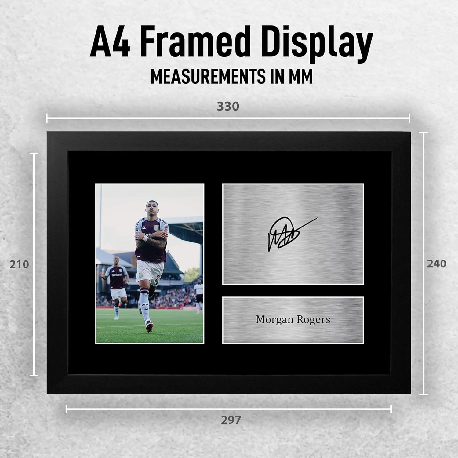 Thumbnail 1 de HWC Trading Morgan Rogers Aston Villa Signed Autograph Printed Photo – A4 Framed