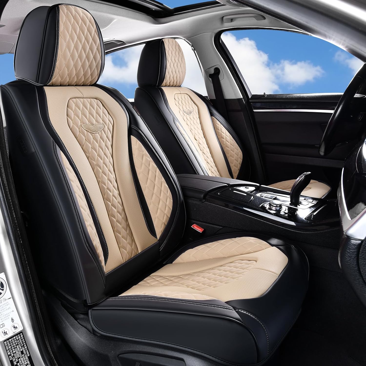 Detalle 2 de Coverado Leather Car Seat Covers Full Set in Beige