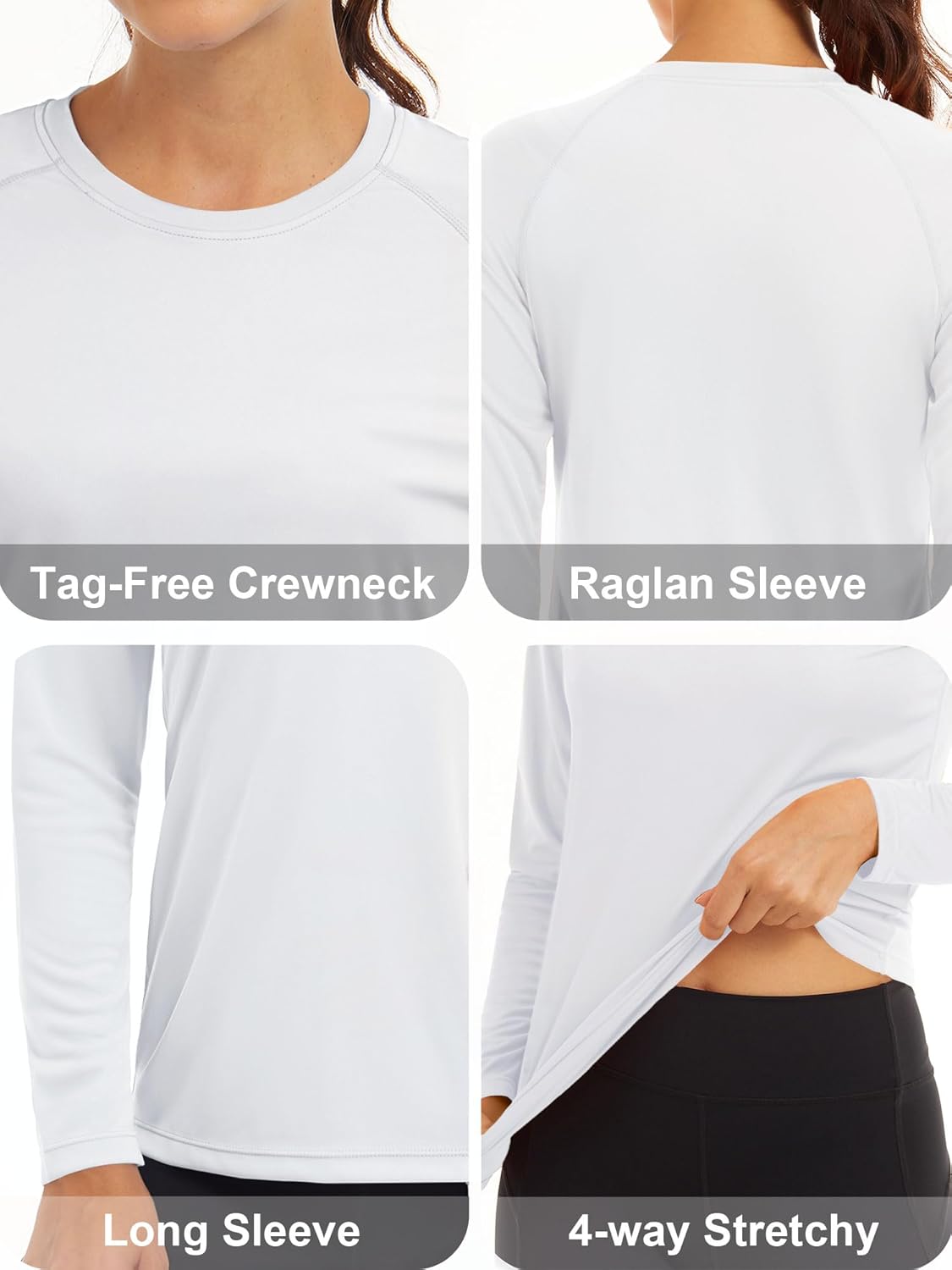 Detalle de MAGCOMSEN Women’s Long Sleeve UPF 50+ Sun Protection Rash Guard Shirt