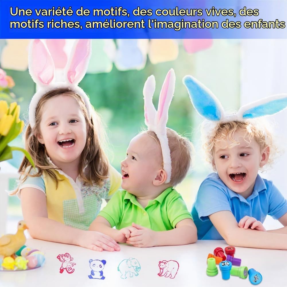 Thumbnail 6 de OSDUE kinderstempels, set van 10 zelfinktende dierenstempels
