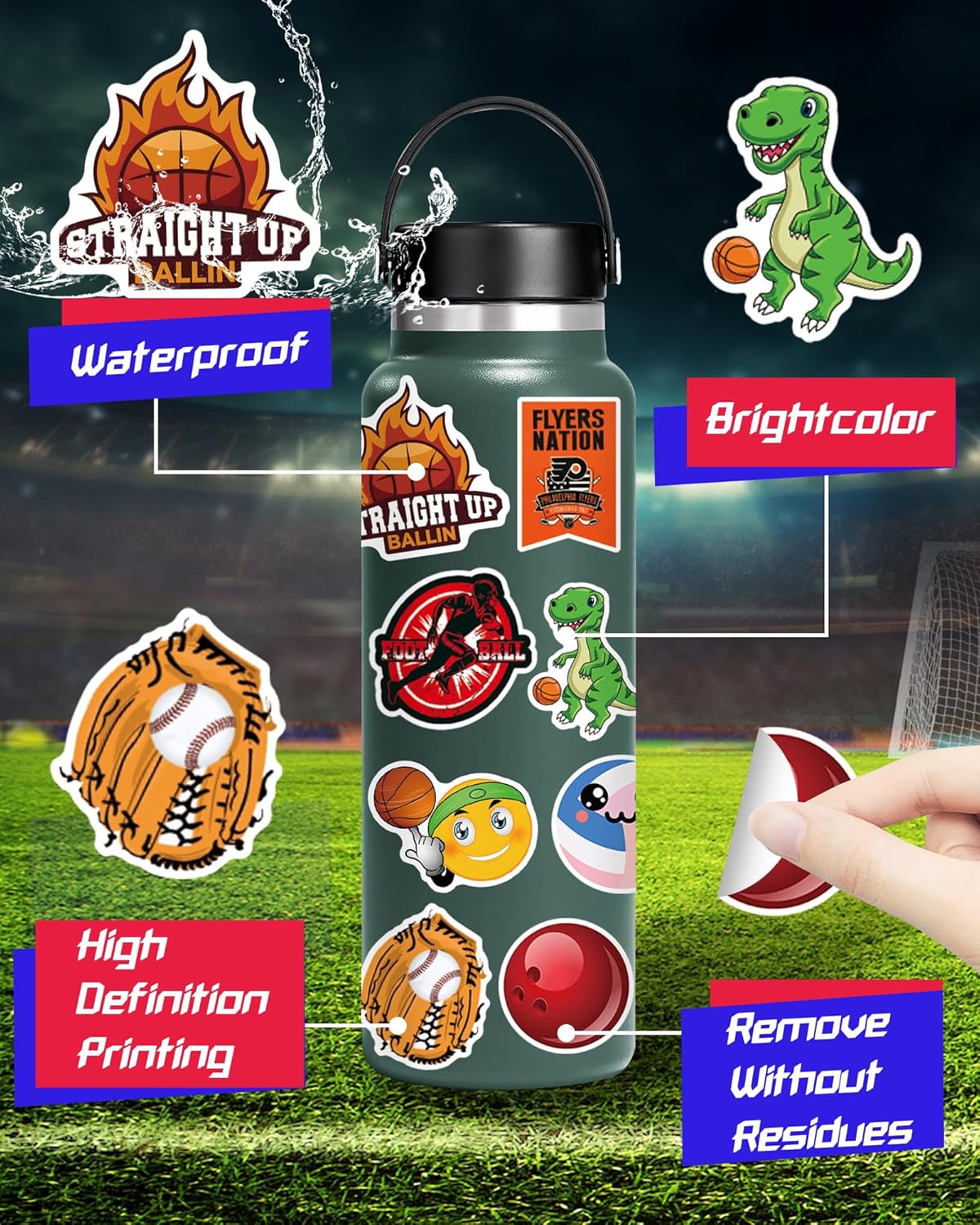 Thumbnail 2 de pcnearty 300-Piece Sports Sticker Set for Kids (Waterproof Vinyl)