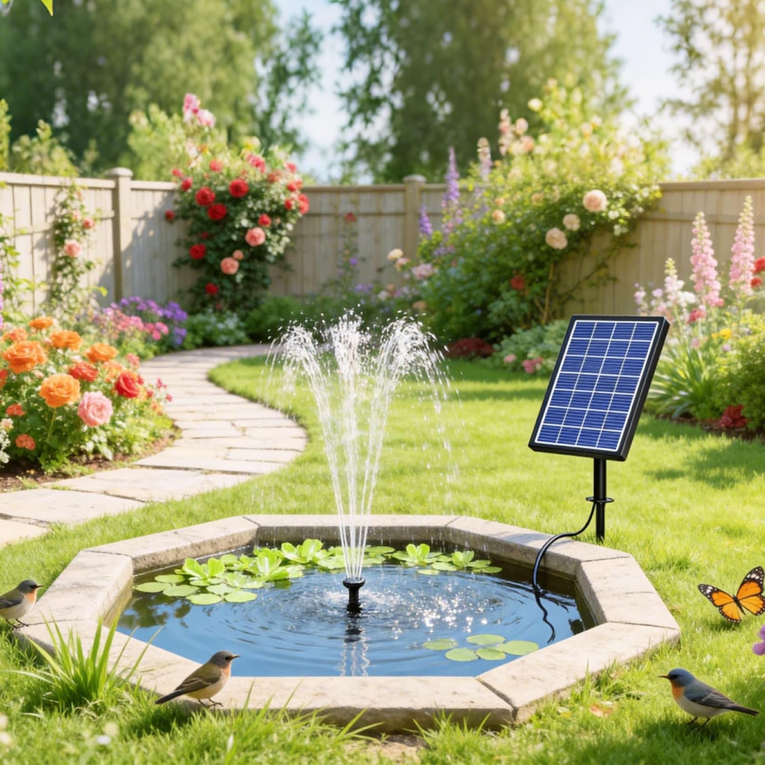Thumbnail 1 de Biling Solar Water Fountain for Bird Bath – 3.5W with 6 Nozzles and 4ft Tubing