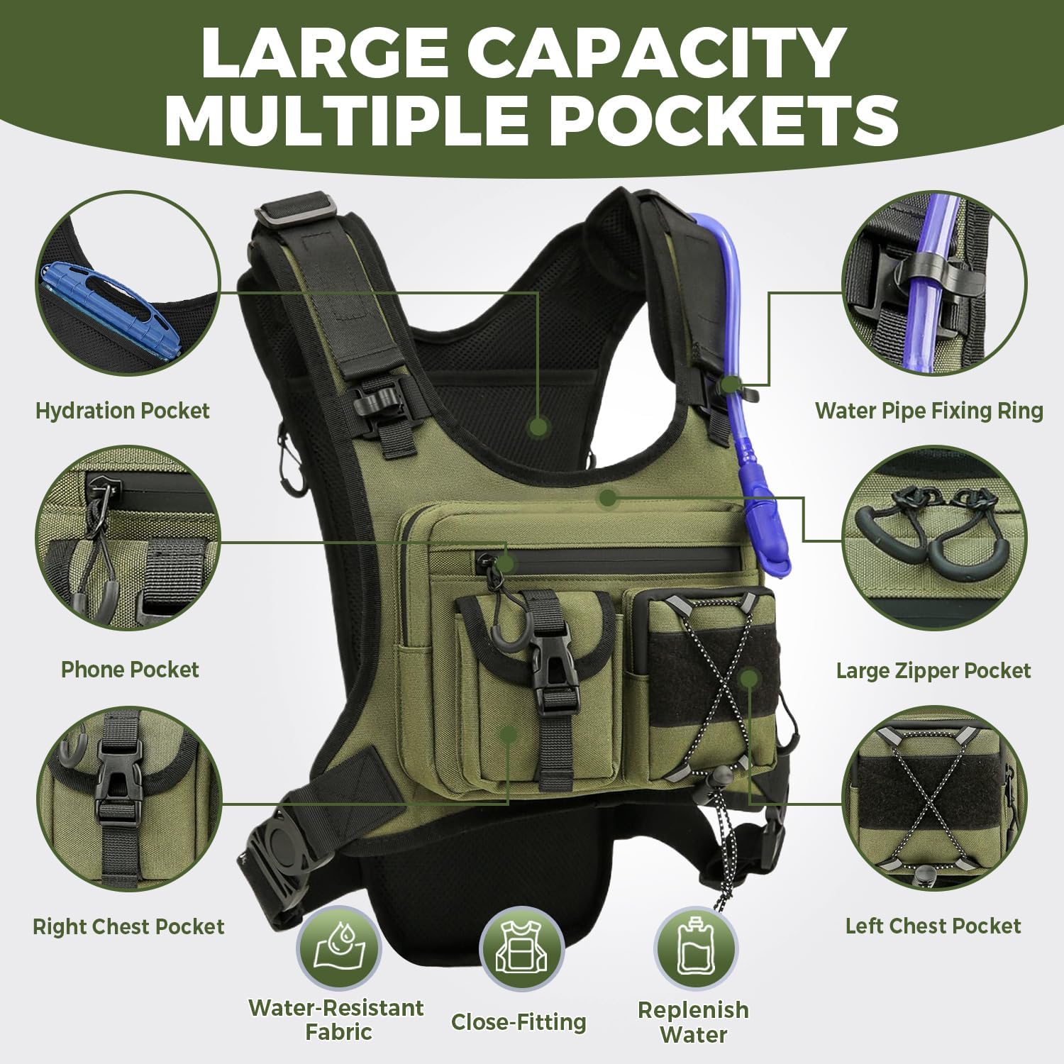 Thumbnail 1 de Criuage USA Patent Hydration Vest Backpack: Lightweight 2.0L Chest Pack for Active Lifestyles