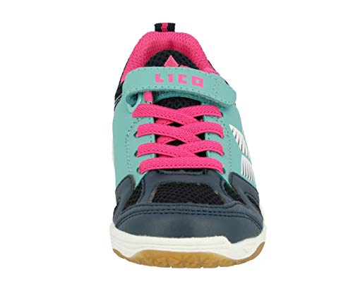 Detalle de Lico Unisex Kinder Sport Hallenturnschuhe Marine Türkis Pink, 27 EU – robust, einfach zu handhaben
