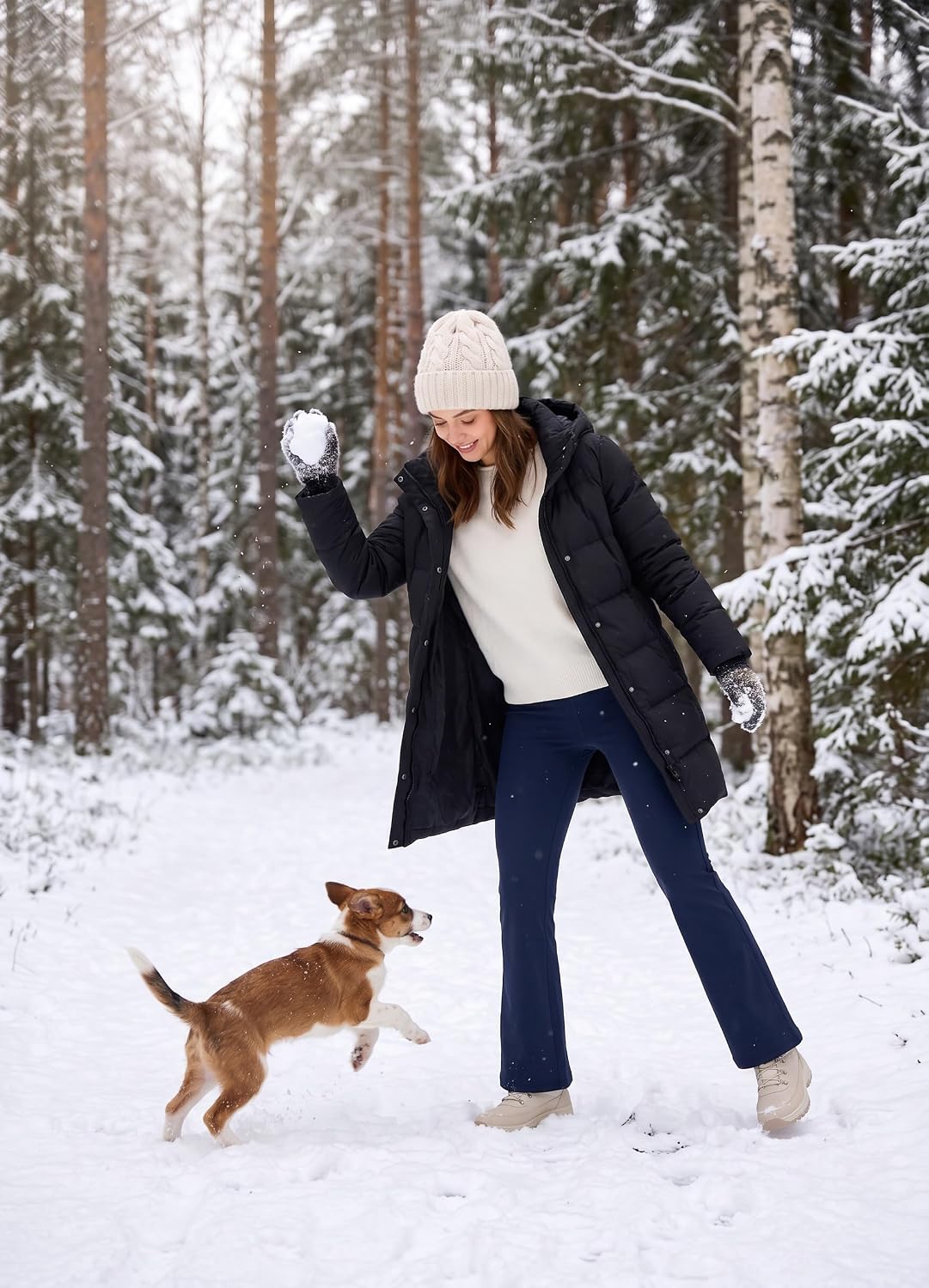 Thumbnail 1 de Libin Women's Fleece-Lined Flare Leggings, High-Waisted, Water-Resistant with Pockets