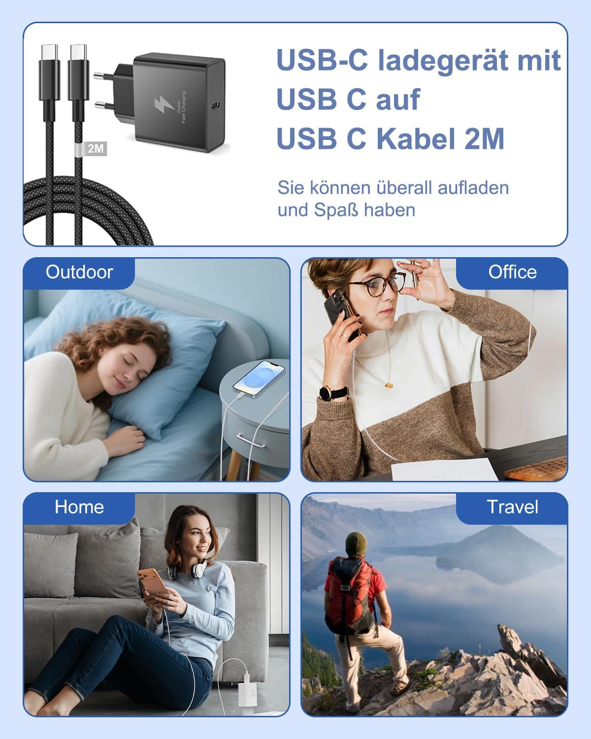 Thumbnail 5 de CHLANT XZ-45WC USB-C-oplader 45 W met gevlochten kabel van 2 m