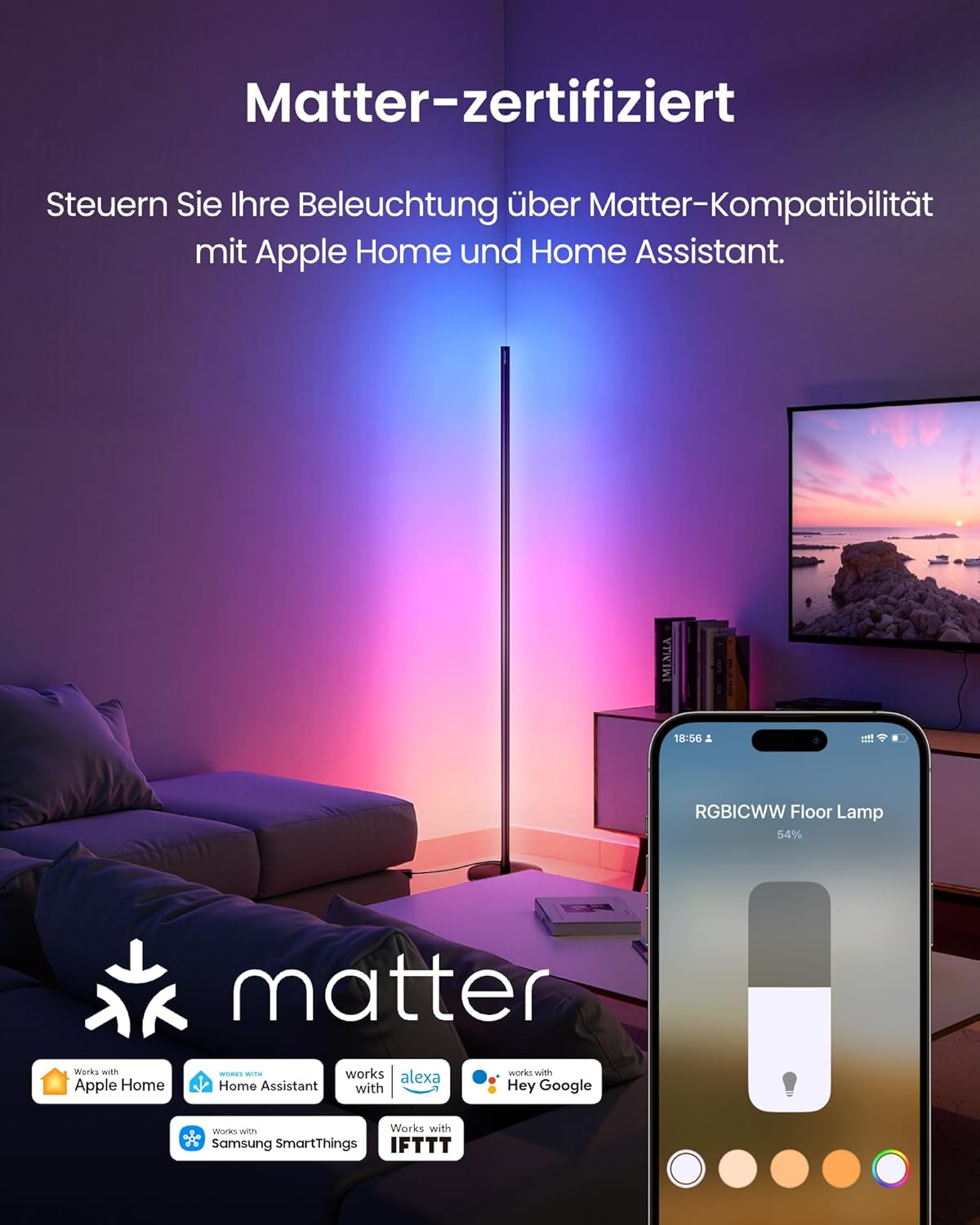 Thumbnail 1 de SwitchBot Matter RGBICWW Stehlampe 1200 lm