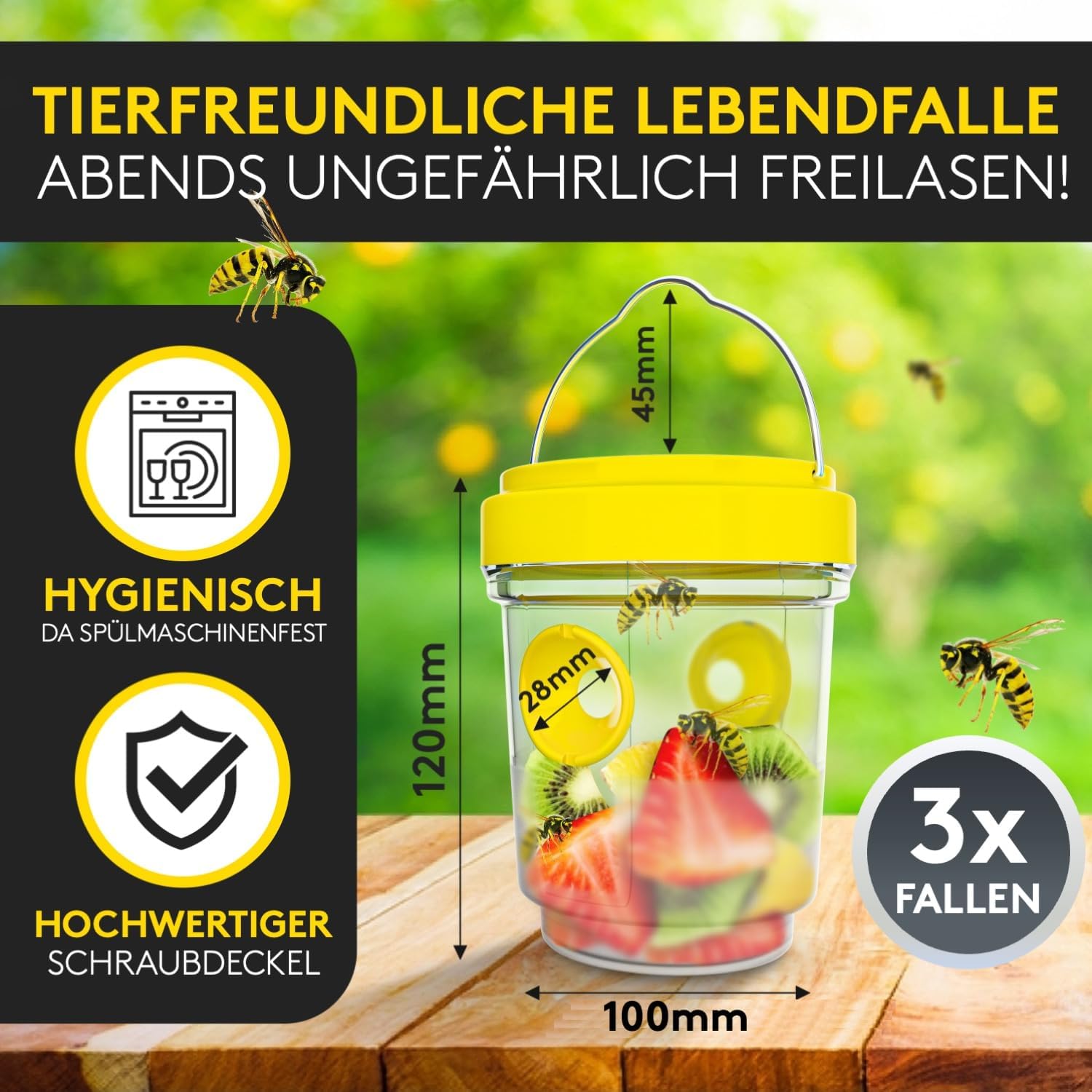 Detalle de SilverRack Wespenfalle 3er Set – Wespenfalle für draußen, Lebendfalle und ökologische Abwehr