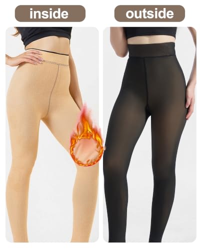 Detalle 2 de HOWIN Medias térmicas de mujer con forro polar y efecto transparente
