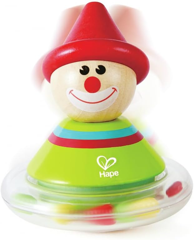 Detalle de Hape Wackel-Ralph: Holz-Stehauf-Clown mit bunten Perlen für Babys ab 0 Monaten
