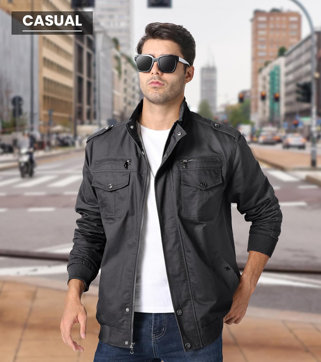Detalle 2 de EKLENTSON Übergangsjacke Herren 7 Taschen