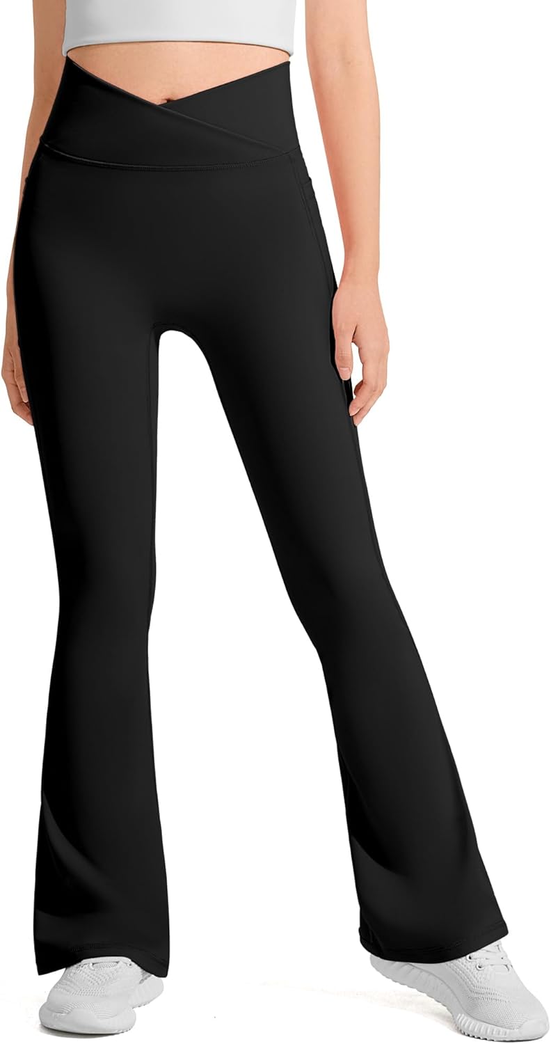 Detalle 2 de JOCMIC Girls Flare Leggings (Kids) High-Waisted Bell Bottom Yoga & Dance