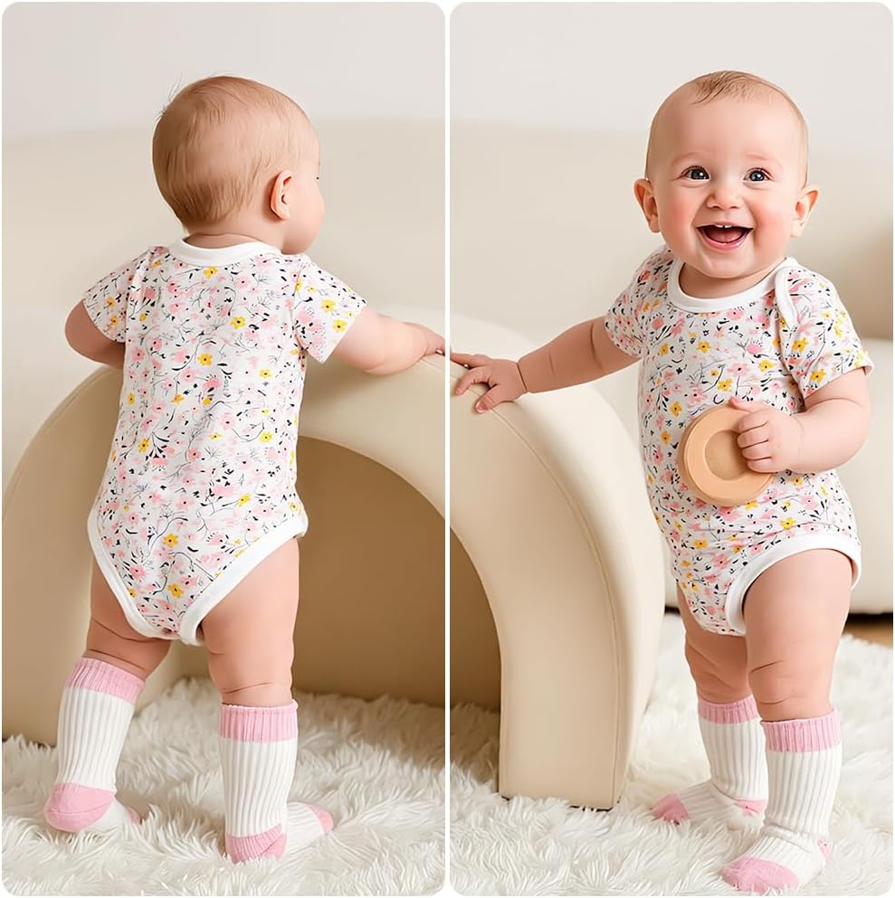 Detalle 2 de Vicloon Baby Bodysuits (Pack of 3/5): Soft Organic Cotton Short Sleeve Vests for Newborns 0–12M