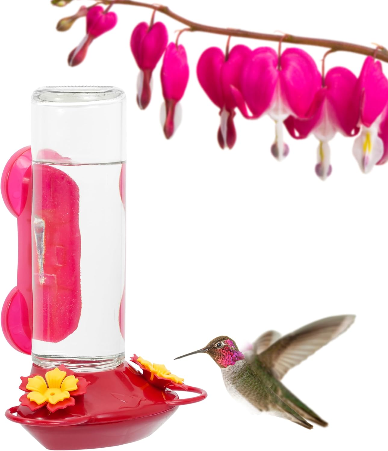 Detalle de Perky-Pet 455-2 Window-Mounted Glass Hummingbird Feeder, Red, 14 oz