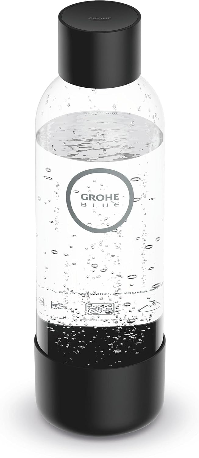 Detalle de GROHE Blue Fizz Wasserflasche 850 ml, Schwarz – kompatibel mit GROHE Fizz Wassersprudler
