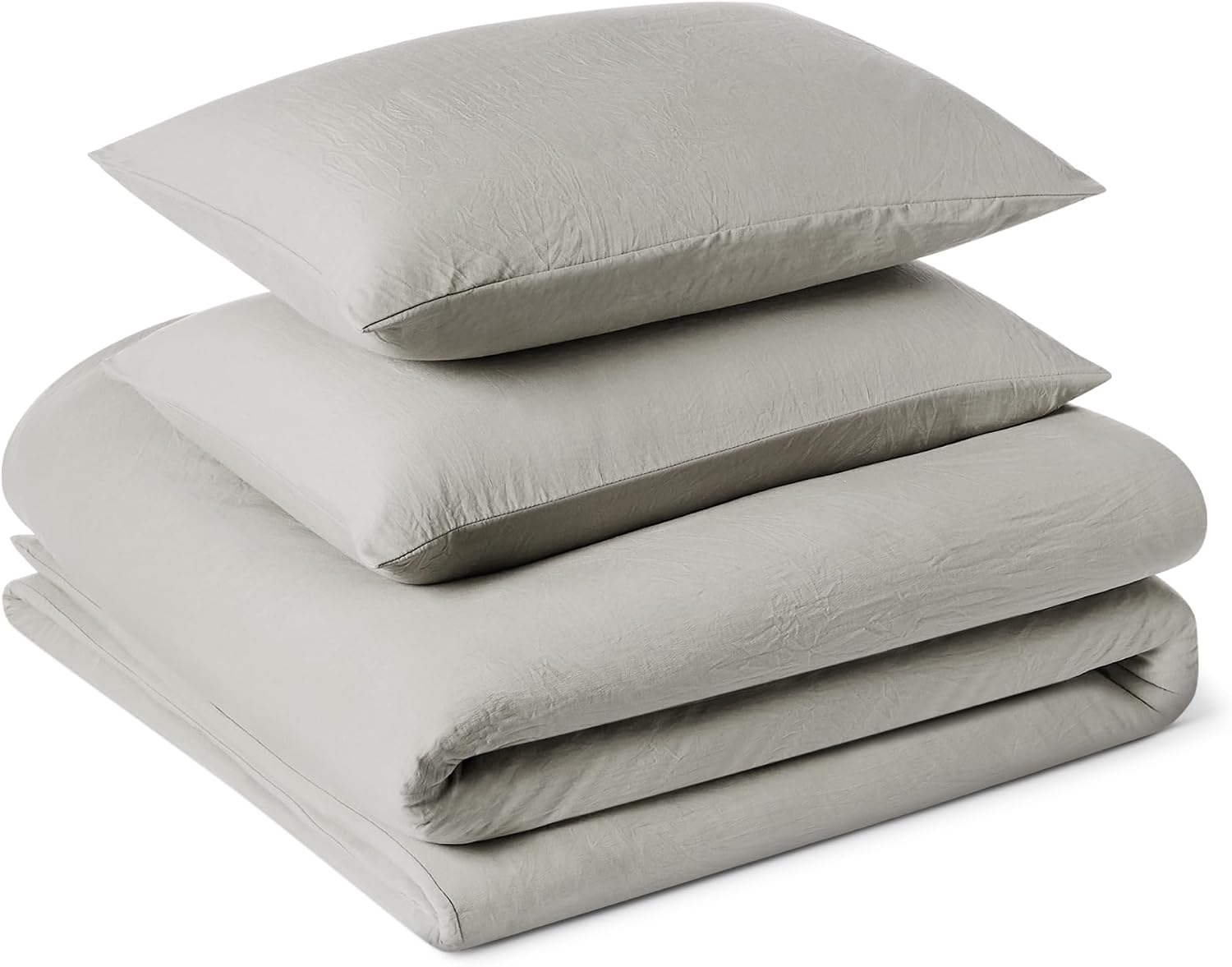 Detalle de Amazon Basics Bettwäsche-Set aus Mikrofaser, 3-teilig, Grau, 240x220 cm + 2x 50x80 cm