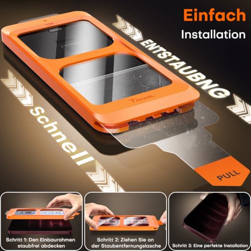 Detalle de TOCOL Privacy-Schutzfolie für iPhone 18 Pro 6,3 Zoll – militärischer Schutz, einfache Montage