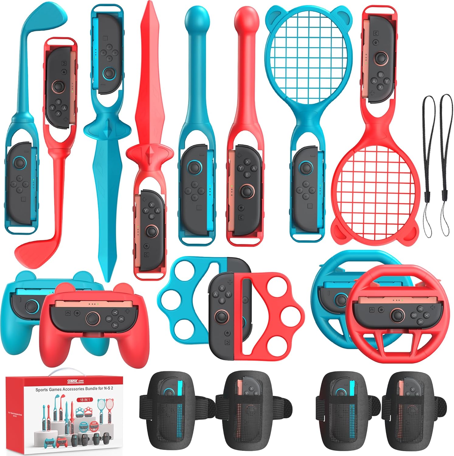 Detalle de STARTRC GAMES Switch 2 Sports Accessories Bundle (2025) – 14 in 1 family party pack for motion sports