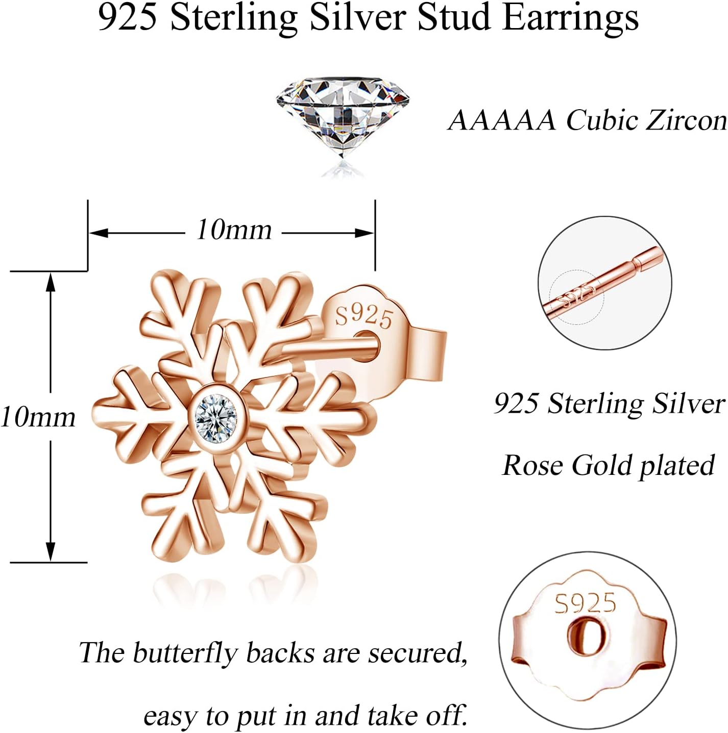 Detalle 2 de Cangall Silber Weihnachten Schmuck Set 925 Schneeflocke