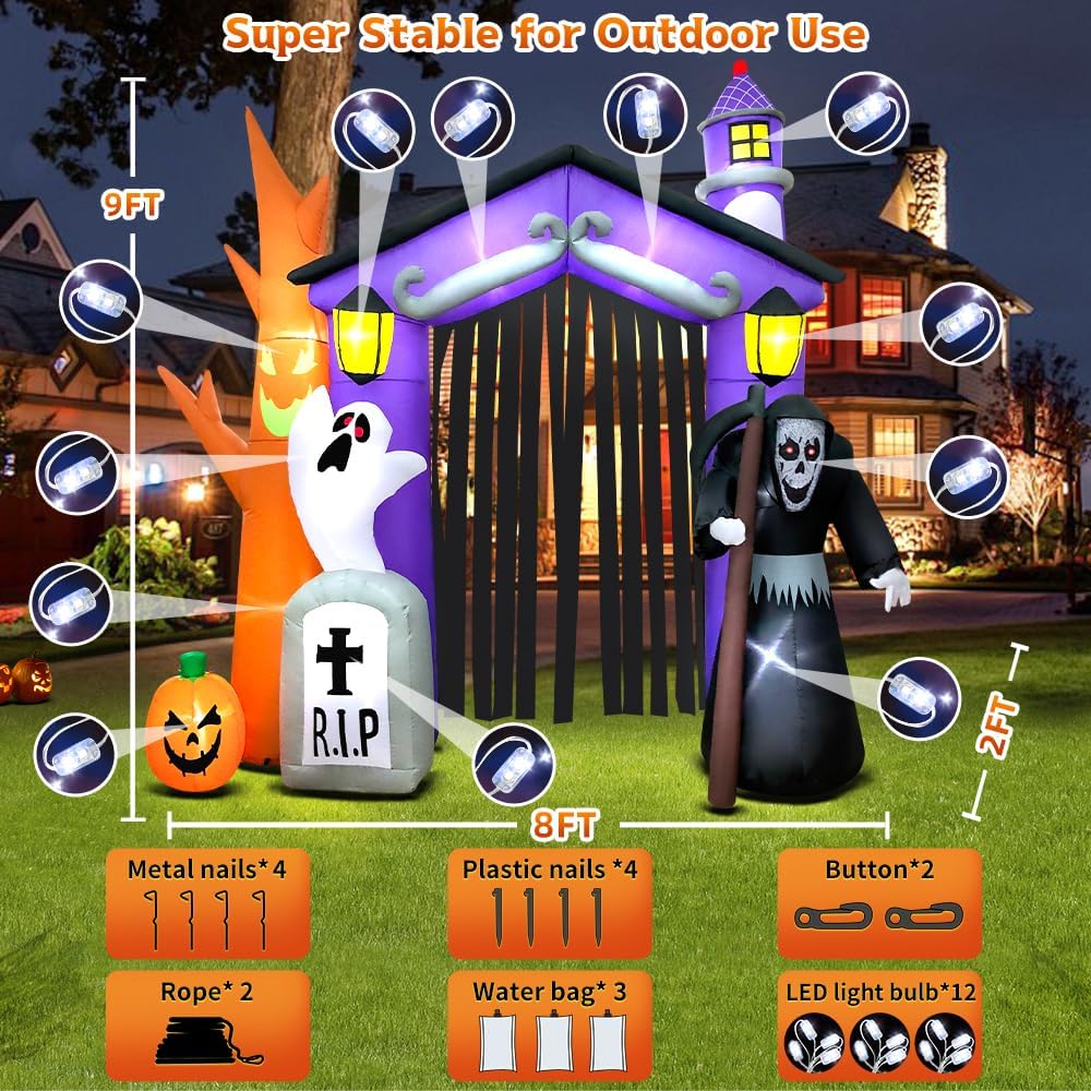 Detalle de KOOY Halloween Inflatable Archway, 9 ft