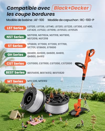 Detalle 2 de Eventronic 12 Pack Bobine Fil Coupe Bordure Compatible Black et Decker A6481/A6485 1,65 mm