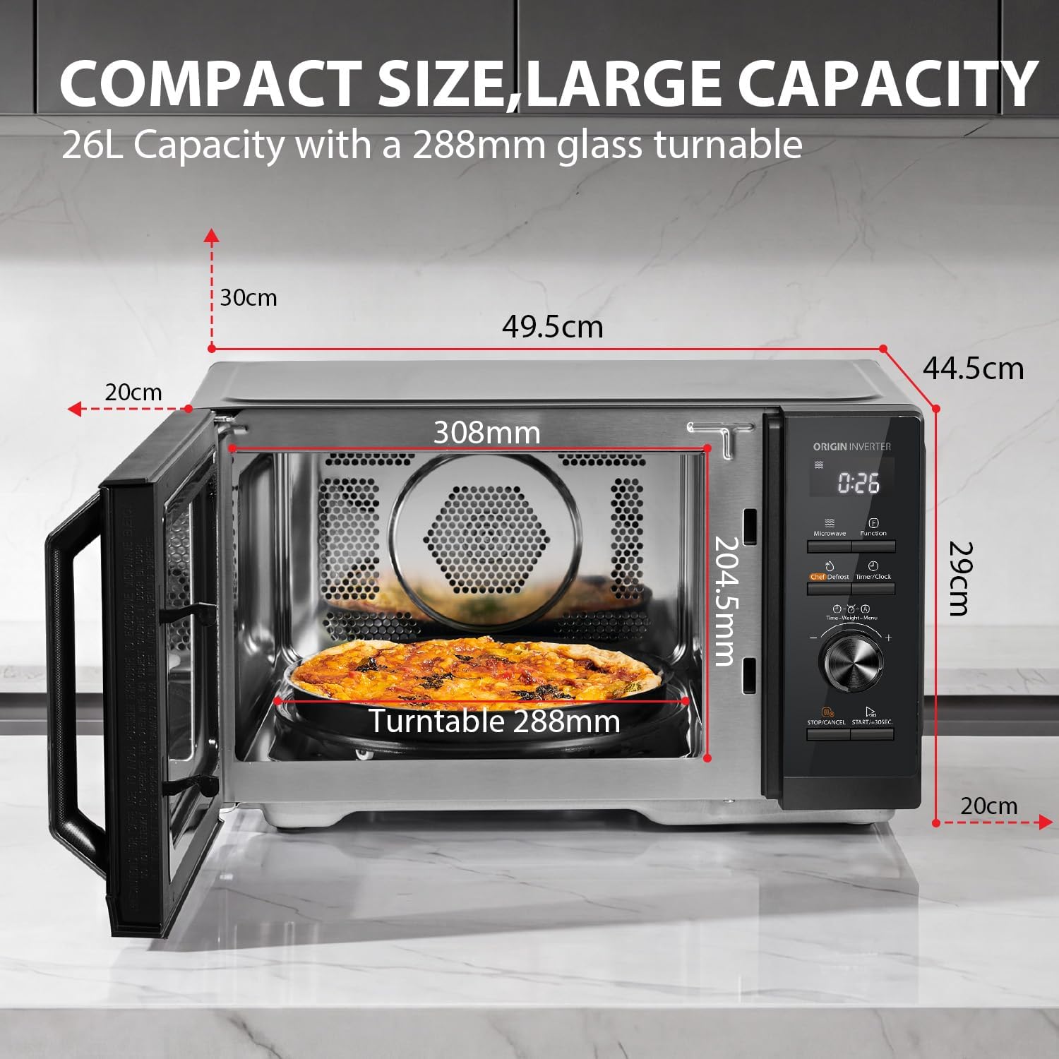 Thumbnail 1 de TOSHIBA 26L 6-in-1 Air Fry Microwave Combo MW3-AC26SFI(BK)