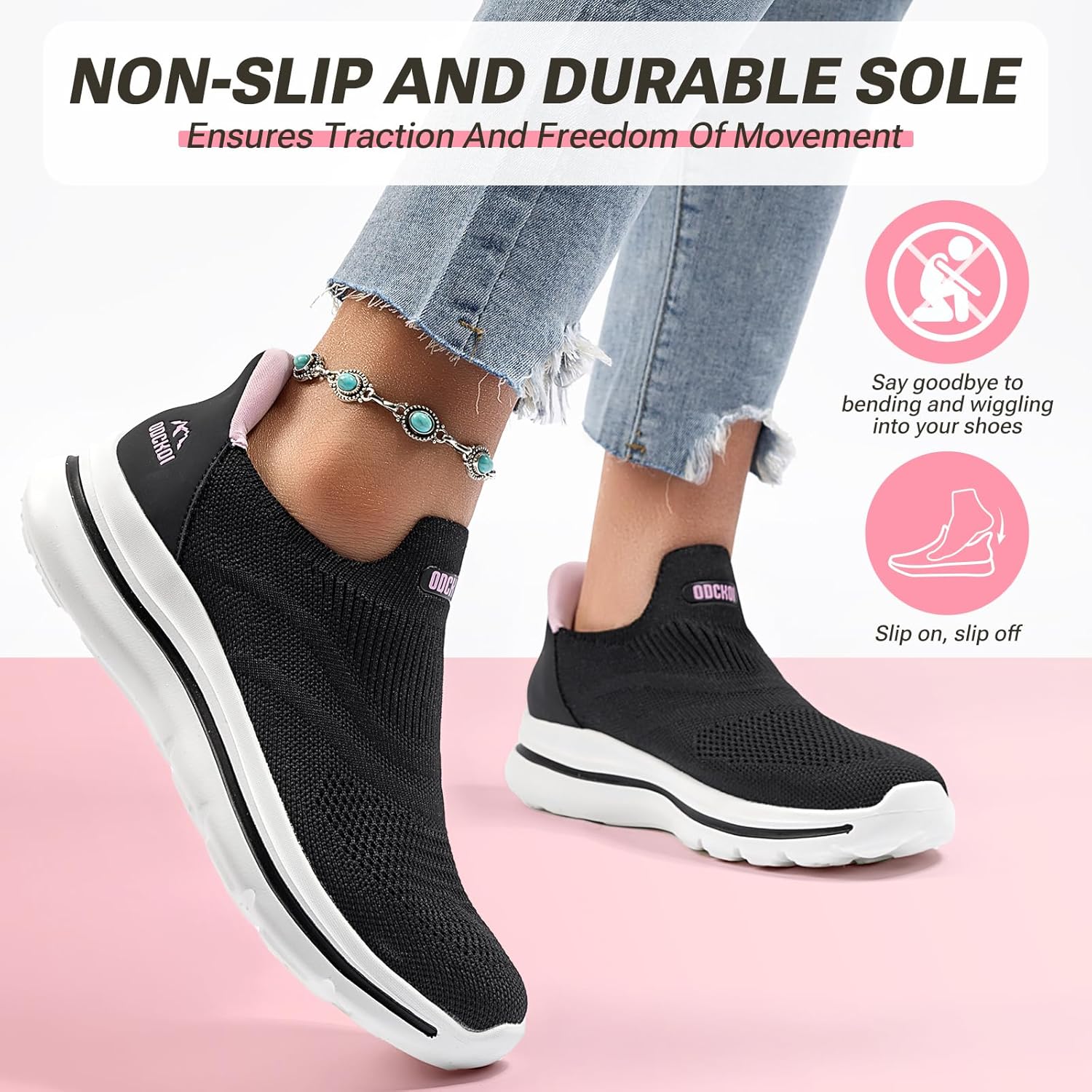 Thumbnail 3 de ODCKOI Slip-on Damen Sneakers – Atmungsaktives Mesh, leichte Sohle und herausnehmbare Einlegesohle