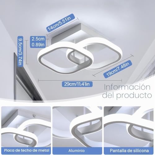 Thumbnail 9 de Osairous Plafón LED para Techo 22W 2550LM – Luz fría 6500K, diseño cuadrado moderno para dormitorio, baño y pasillo